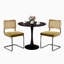 Ensemble de salle à manger rond 3 pièces à économie d'espace 24 po, table avec chaises en rotin-241997467-241997462