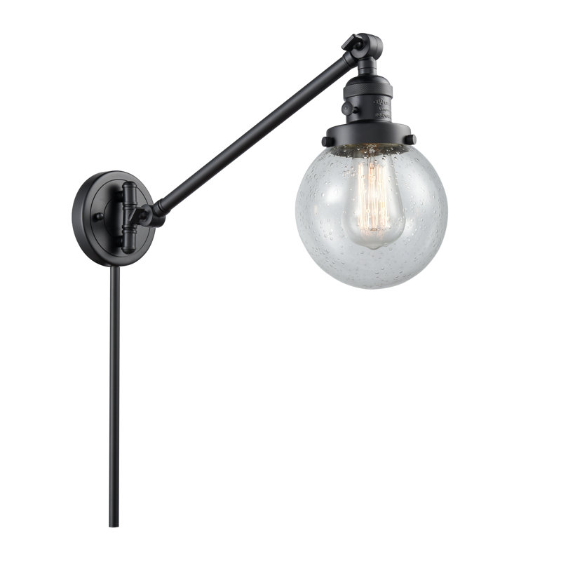 Shauna Swing Arm Sconce, Matte Black, No Bulb Included, Seedy