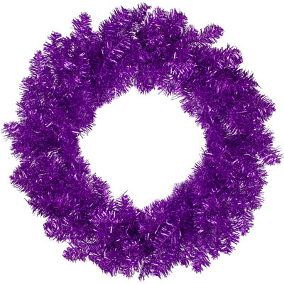 Couronne de Noël 24 po à double guirlande artificielle mauve métallique - non éclairée