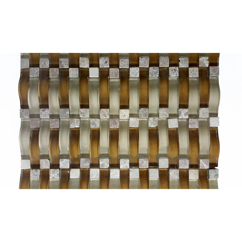 3D Wave 12 in. x 12 in. Glass & Stone Multi Finish Mosaic Decorative Kitchen & Bathroom Wall Tile