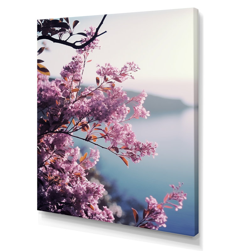 Lilas au bord de la mer - lilas, décoration murale, Toile tendue, H 32 po x l 24 po x P 1 po