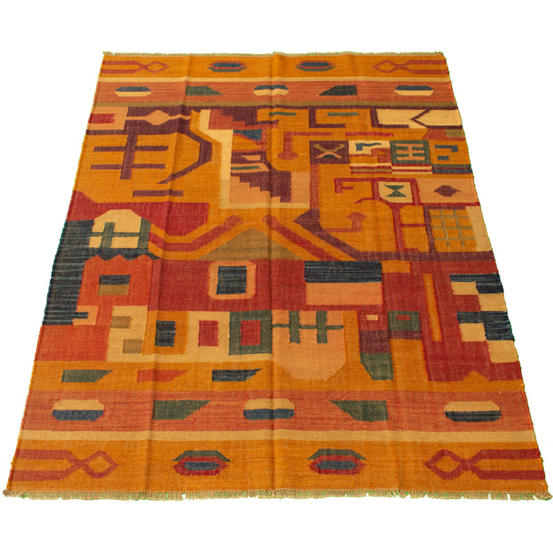Tapis de zone en laine rouge/brun clair 6 pi 5 po x 8 pi 7 po one-of-kind main-noué la new age anatolian