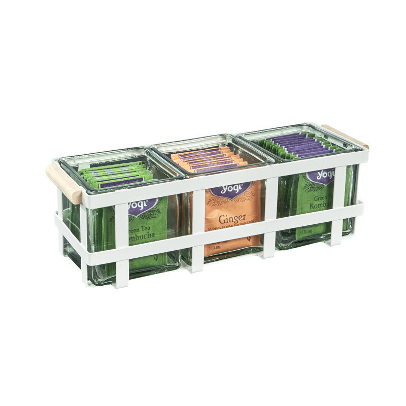 Présentoir blond avec pots en verre, 3