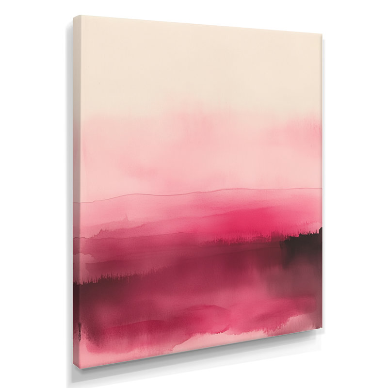 Art mural ligne rosée, toile rose minimaliste, Remagne, H 20 po x l 12 po, Toile tendue