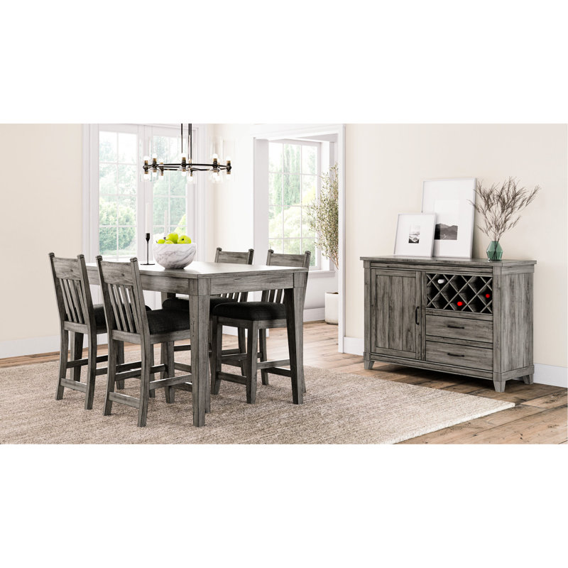 Grande armoire de rangement avec rangement pour le vin et deux tiroirs Rustic Grey