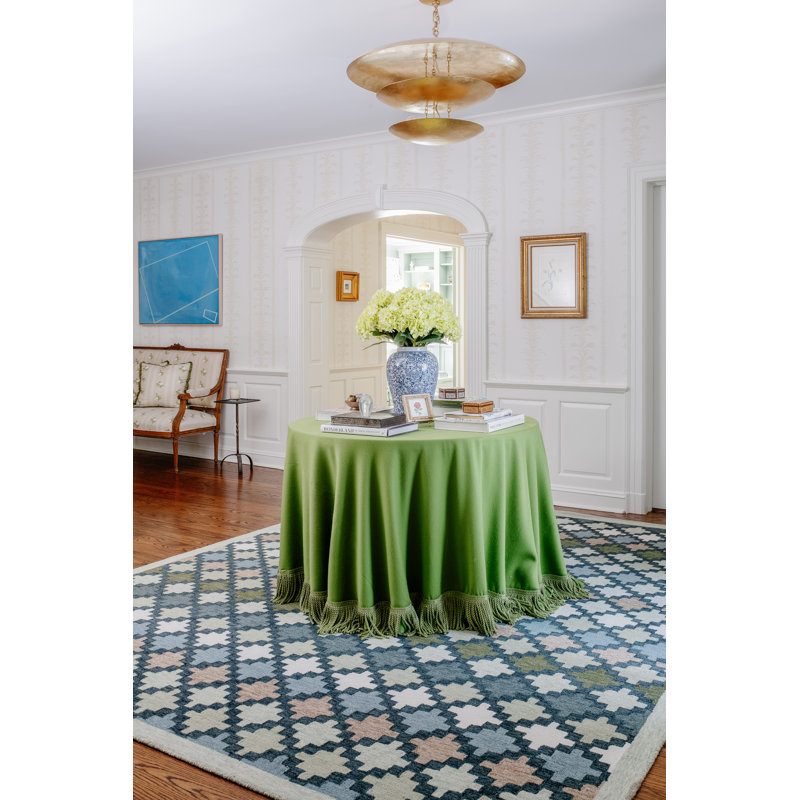 Erin Gates by Momeni Abbot Hand Tufted Wool Geometric Blue Area Rug, Rectangle 5' x 8'
