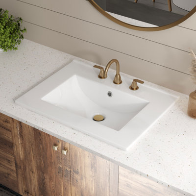 Lavabo de salle de bain encastré rectangulaire en céramique avec trou pour robinet et trop-plein Los Flexi