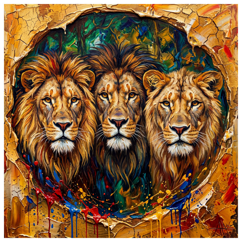 Three Majestic Lions Comforter, Queen