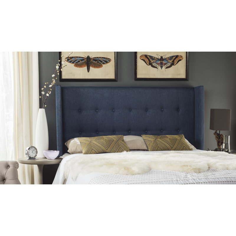 Davin Upholstered Headboard, King, Sky Blue