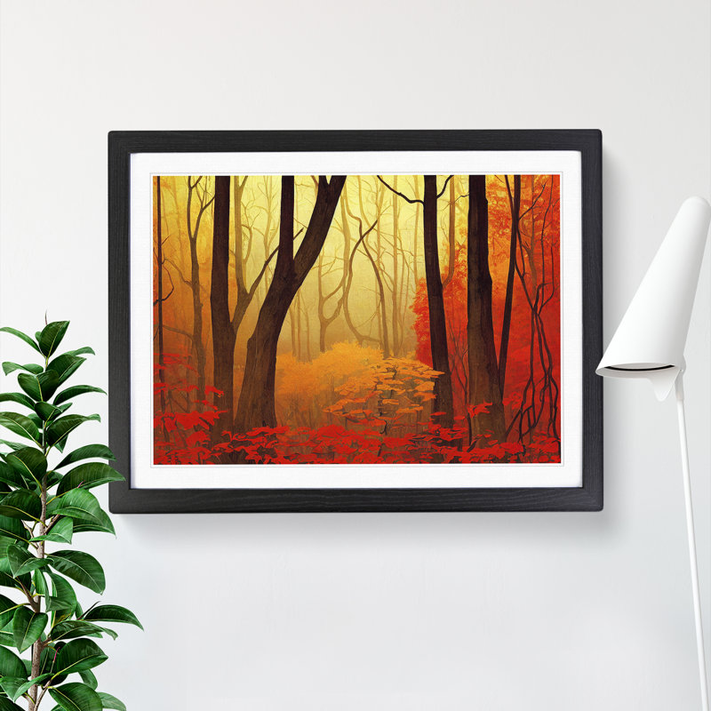 Distinguished Autumn Forest - Single Picture Frame Print, Black, 46cm H x 64cm W