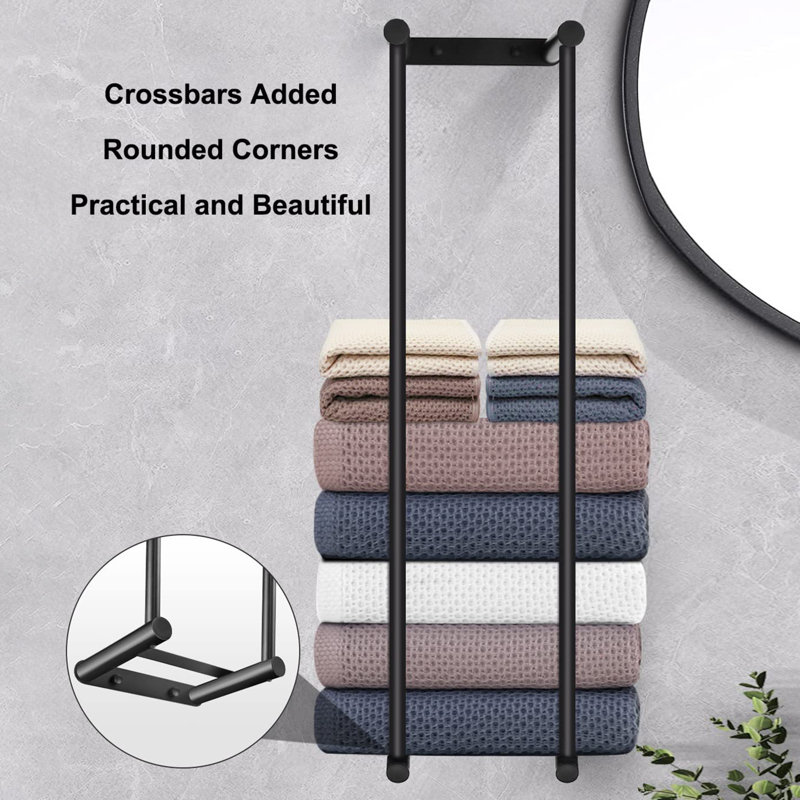 Tishkevich 2 Wall Mounted Required Towel Rack, Black