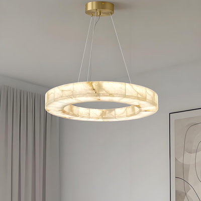 Modern Minimalist White Circular Chandelier