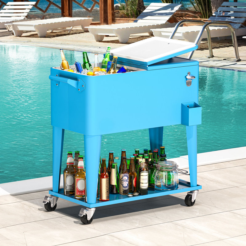 Chariot de terrasse pour l'extérieur avec ouvre-bouteille Edrosie Inc  , Bleu