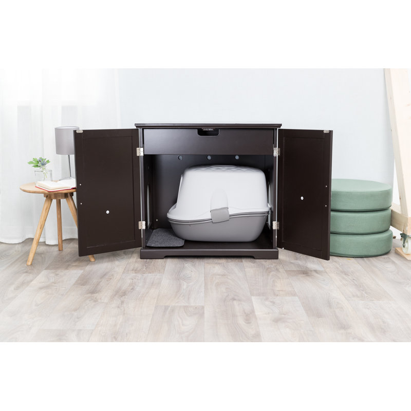 XL Espresso Brown Wooden Litter Box Enclosure with Drawer