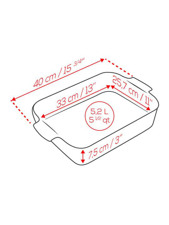 Peugeot Appolia Rectangular Ceramic Baking Dish, 3.62" H x 15.75" L x 11.22" W