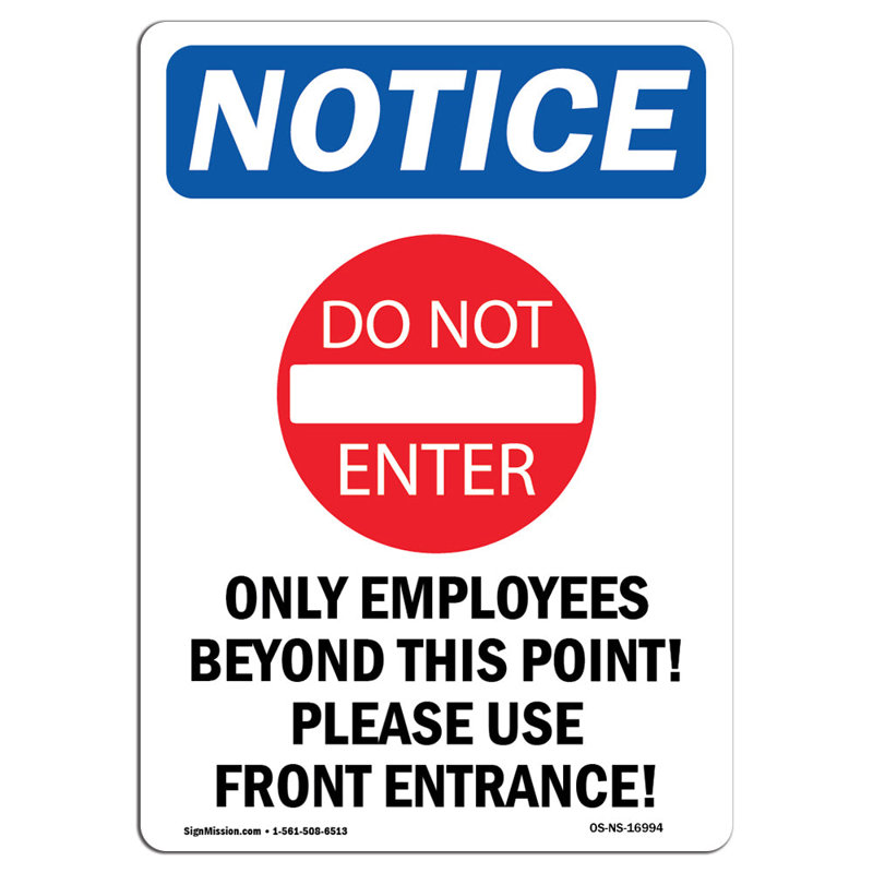 Seulement les employés au-delà de l'enseigne avec le symbole