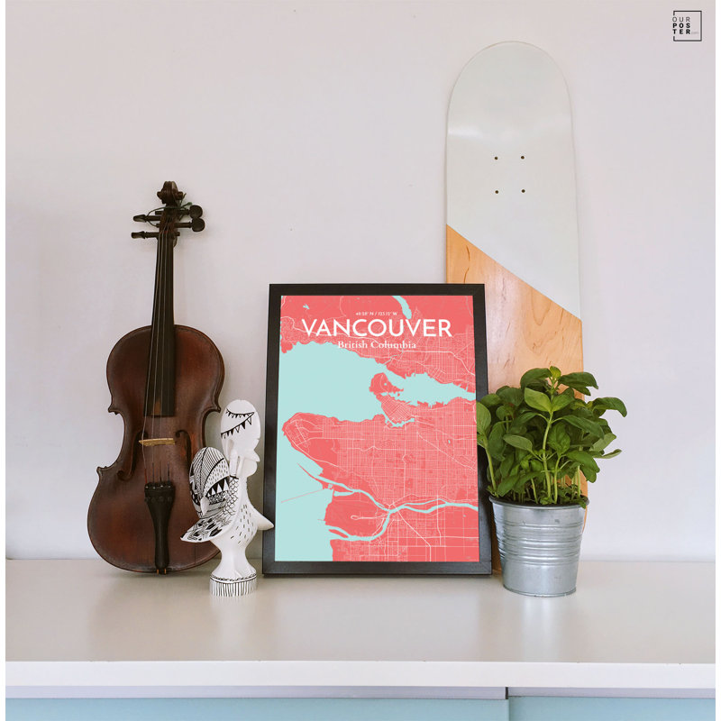 « vancouver city map », reproduction d’impression sur affiche en mer, H 20 po x l 16 po