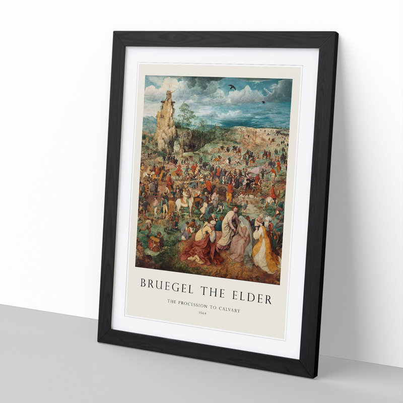 The Procession to Calvary by Pieter Bruegel the Elder - Picture Frame Painting, 65cm H x 48cm W x 2cm D, Black Framed