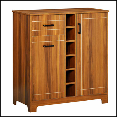 Armoire à vin rétro pour 6 bouteilles, buffet à vin avec conception résistante aux chocs et panneau de fibres à densité moyenne facile à nettoyer