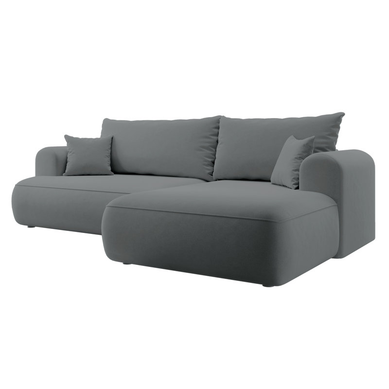 Alija 3 Seater Velvet Sofa & Chaise, Right Hand Facing, Dark Grey