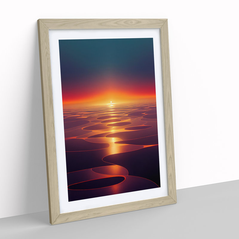 Fancy Sunset - Framed Print, 64cm H x 46cm W x 2cm D, Oak