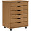 Commode à 6 tiroirs avec roulettes Ladehe Moss, pin massif-285976865