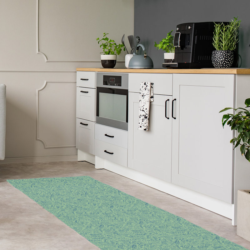 Tapis de zone vert floral ditsy, Tapis de couloir 2 pi 6 po x 8 pi