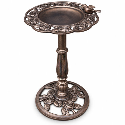 Rose Bird Bath, Antique Bronze