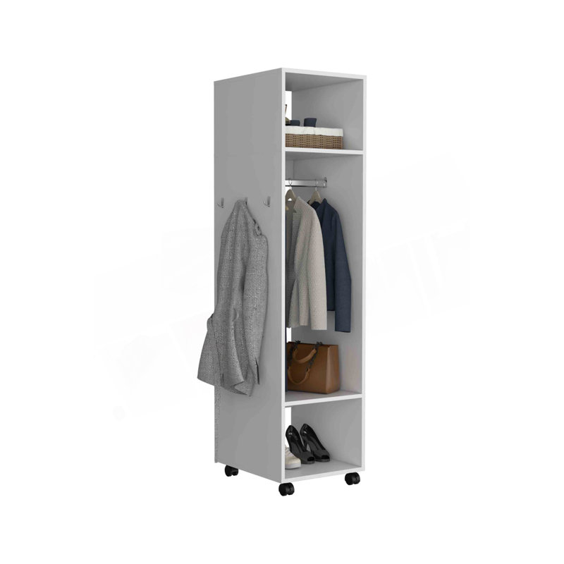 Jerit 63" Tall Open Wardrove Armoire With Mirror, Natural