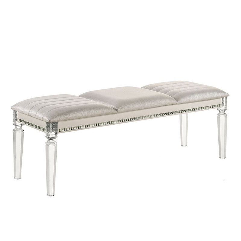 Elisabetta entryway bench, bedroom bench, dining bench, 19.63”H x  54”W x 18.13”D, Antique White