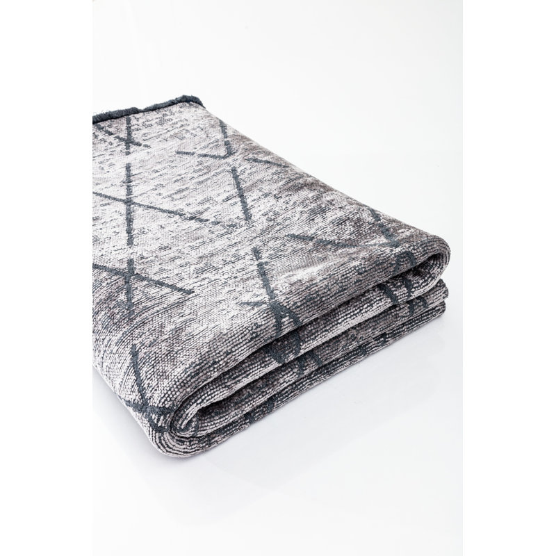 Rapture Gray/Black Argyle Luxury Area Rug, Rectangle 7'10" x 11'2"
