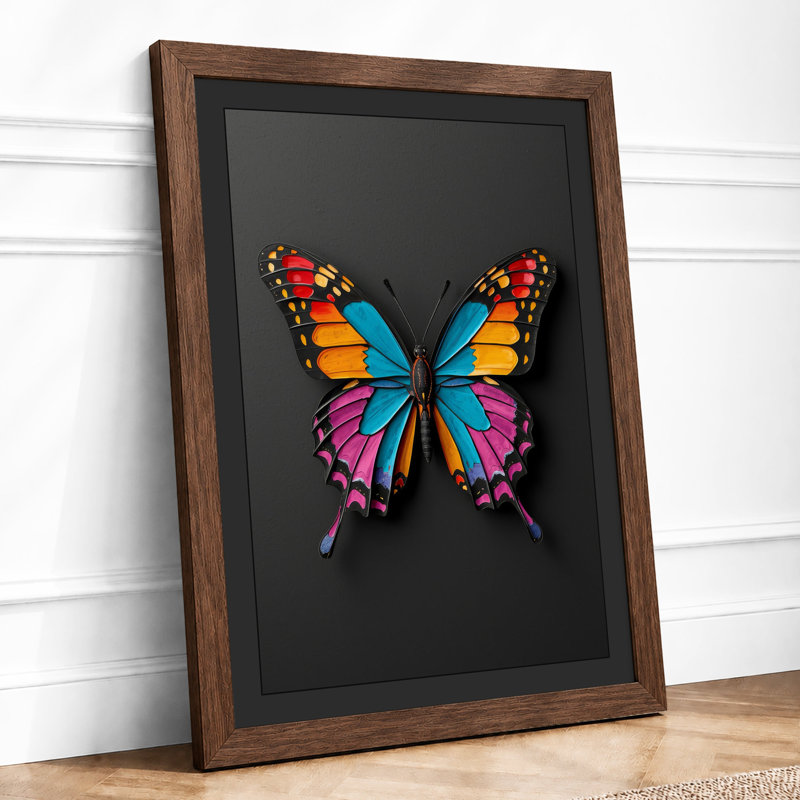 Jewelled Butterfly Geometric - Framed Print, Walnut, A3 - 42.0 x 29.7 cm