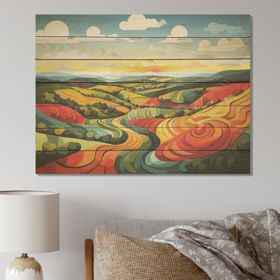 Minimaliste multicolore Meadow Field I - prairie sur bois