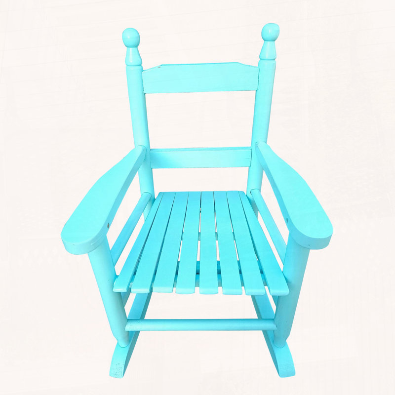 Chaise berçante en bois massif massif, Bleu pâle