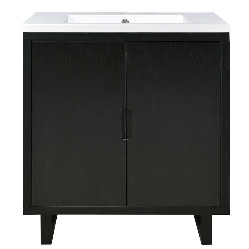Ensemble de meuble-lavabo 30 po avec lavabo, armoire combinée, armoire de rangement pour salle de bain, structure en bois massif (identique à celle du modèle SV000008AAB-1)