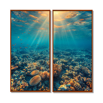 «Sunshine Through The Ocean Surface», art mural sur toile bleue