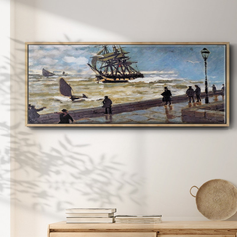 La jetée au mauvais temps au Havre, 1870 - Toile encadrée, H 8 po x l 20 po