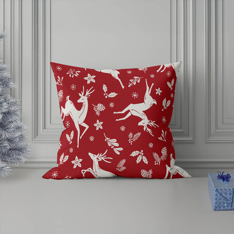 Coussin décoratif d'intérieur, Rouge, Carré 16 po