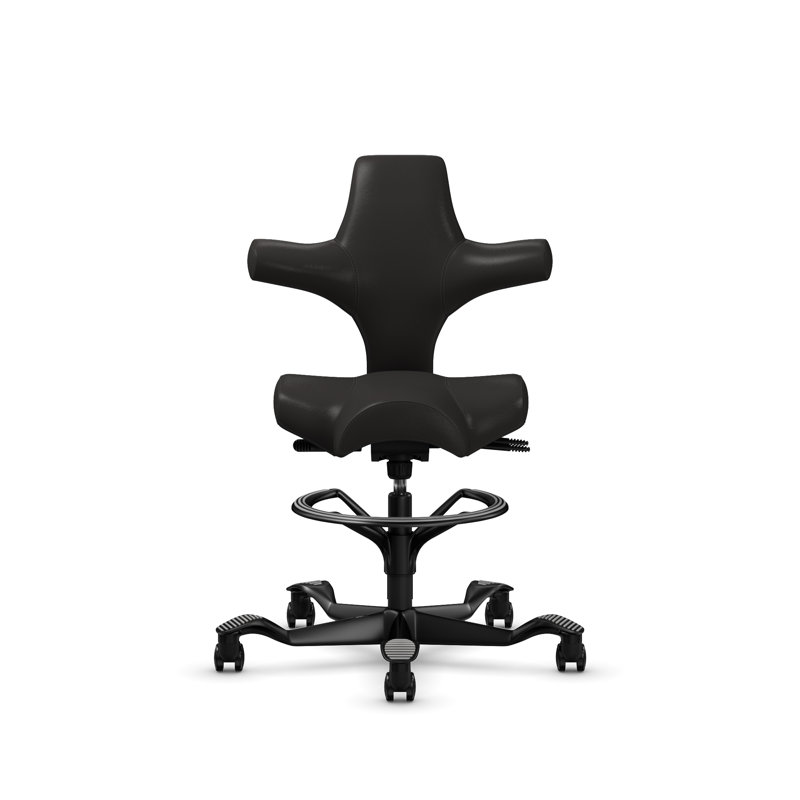  Fauteuil assis-debout avec repose-pieds HœG Capisco, Noir, Noir onyx 