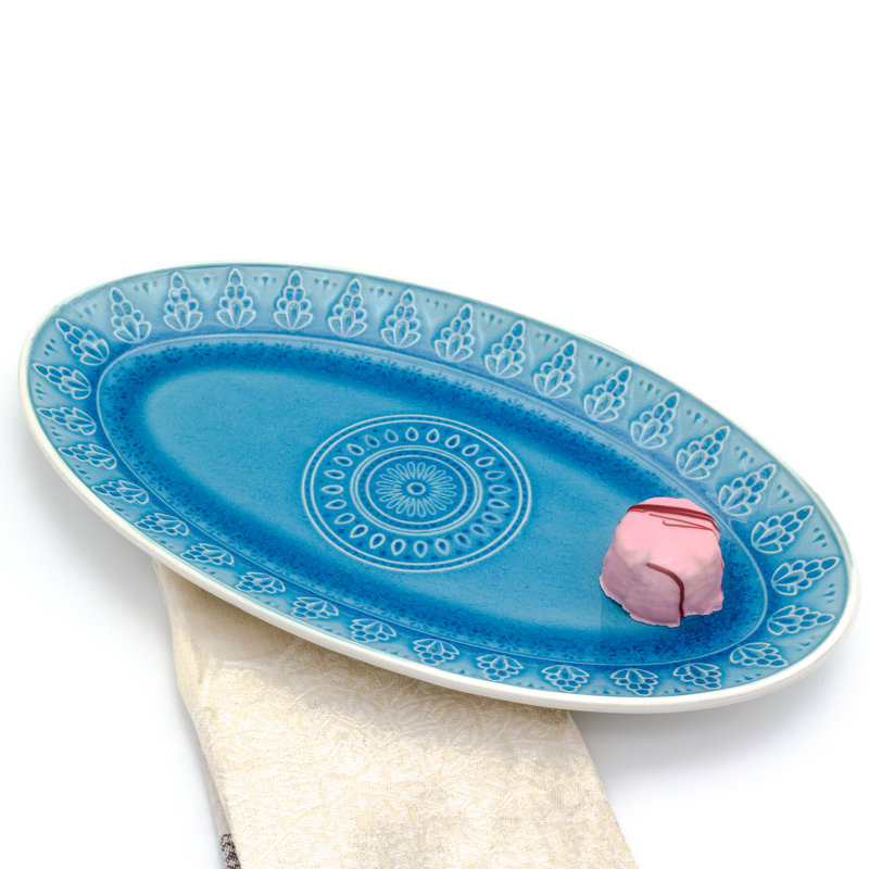 Plateau ovale Fès, Turquoise