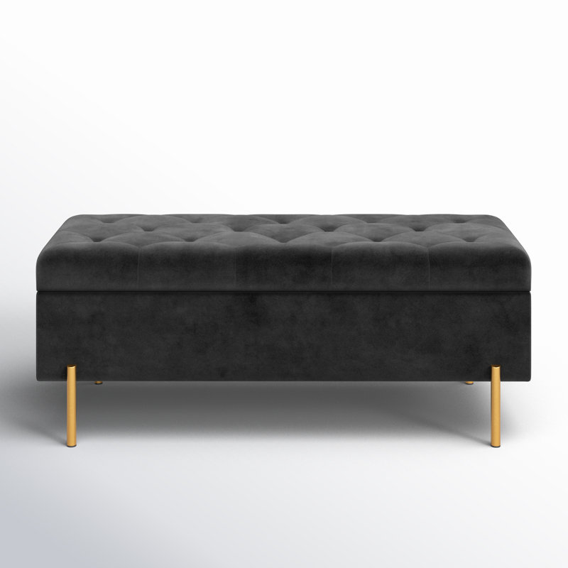 Eckman Velvet Upholstered Storage Bench