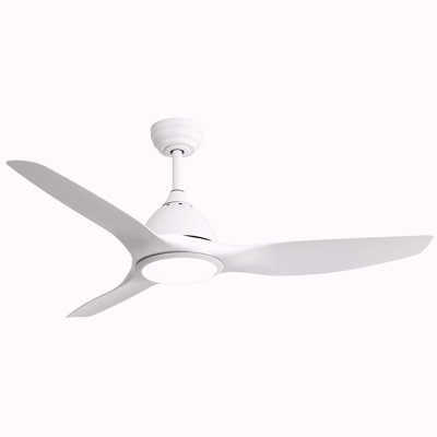 52 Inch Modern Ceiling Fan With 22W LED Light, 3 ABS Fan Blades DC Motor White Ceiling Fan For Indoor