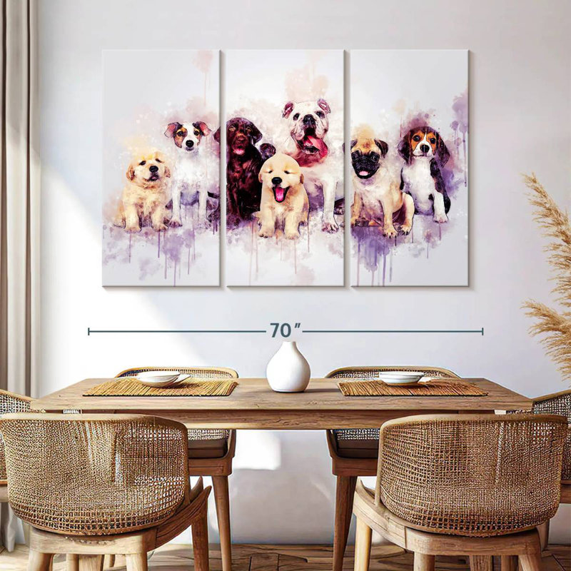Dog Puppies, 42" H x 65" W