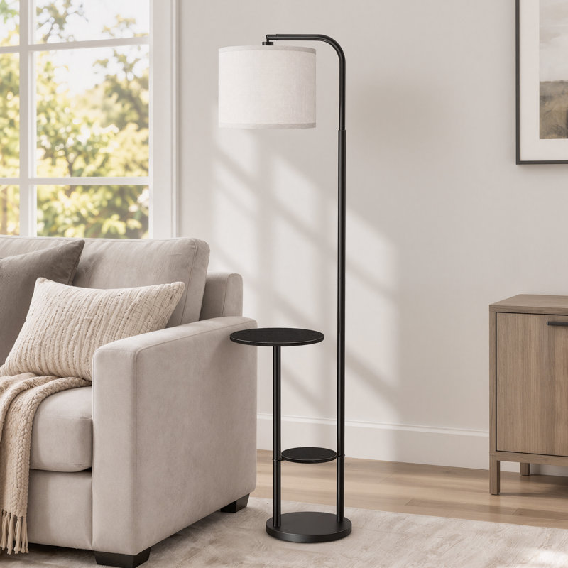 Lampe de table sur pied Tray avec télécommande et ampoule DEL à trois couleurs et température 12W, Black