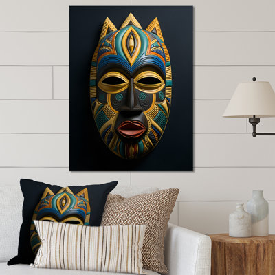 Masque Akan tribal africain II - décoration murale tribal africain en métal