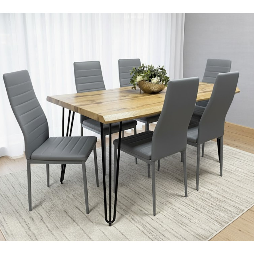 Kosy Koala Grey Dining Table Set With 6 Faux Leather Chairs - Image 4