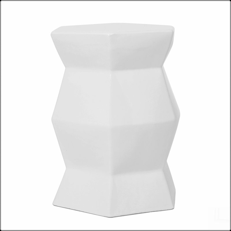 Tabouret de bar en céramique émaillée 13 po x 16,75 po - Table d'appoint intérieure / extérieure - Tabouret de jardin décoratif