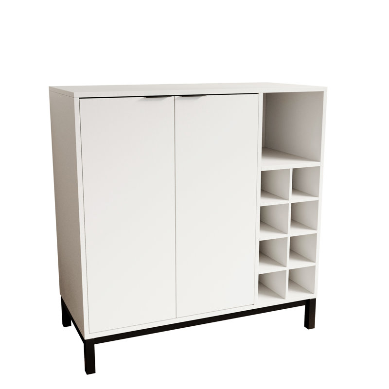 Armoire décorative 2 portes, armoire de rangement pour la cuisine, armoire de hall d'entrée, support à vin avec porte-gobelet