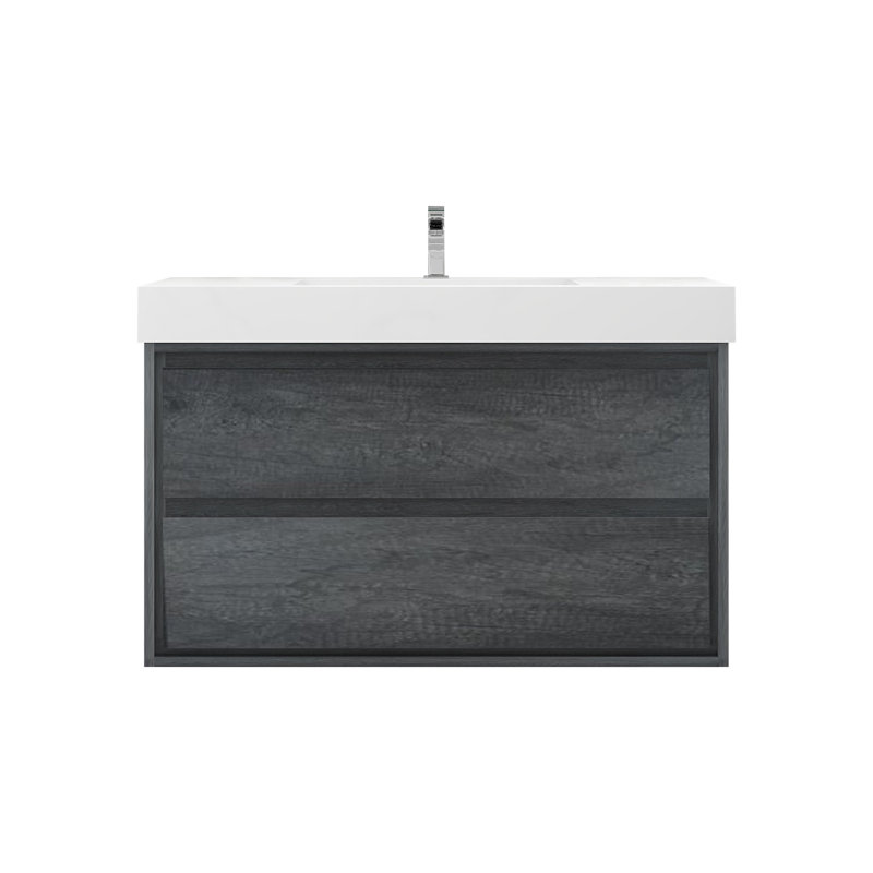 Cloude 42'' Single Bathroom Vanity with Acrylic Top, Glossy White