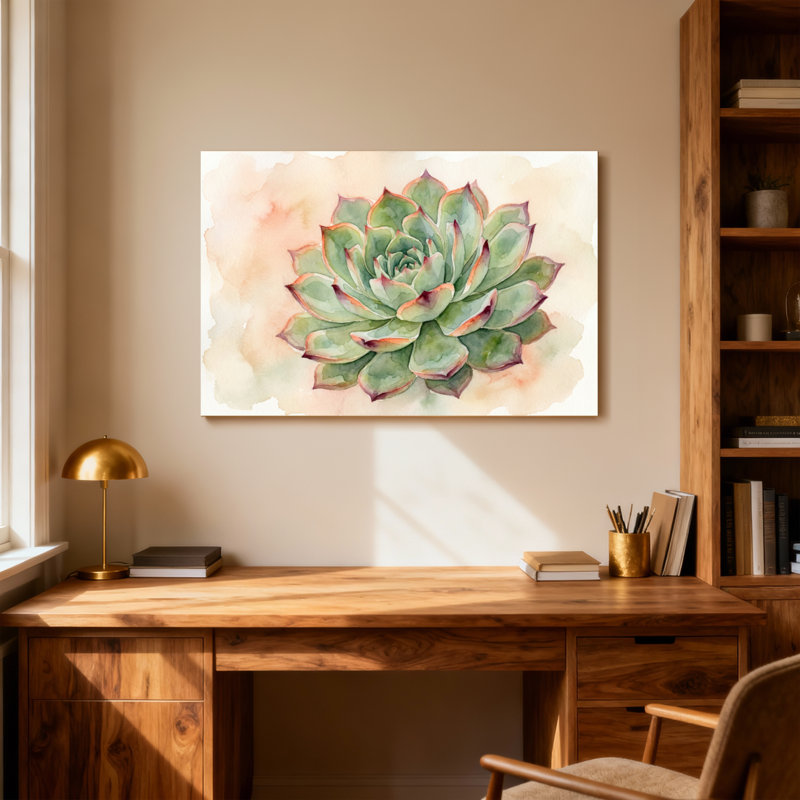 Plantes et fleurs, plante grasse, reproduction d'art, H 24 po x l 36 po
